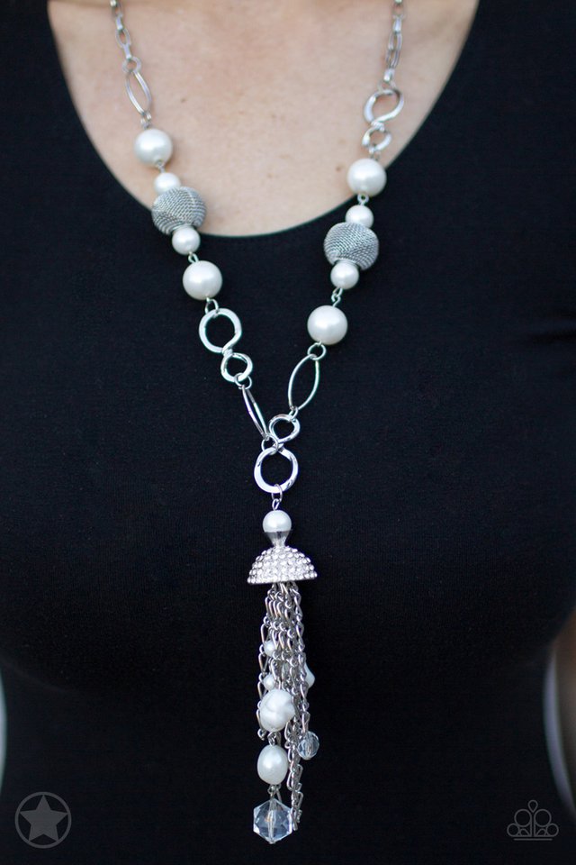 Designated Diva - White  ~ Paparazzi Matinee Length (20–24") Necklace