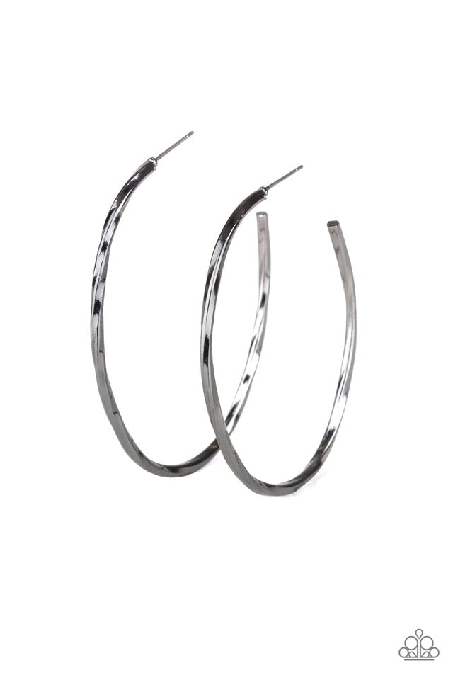 Loop de HOOP - Black ~ Paparazzi Hoop Earrings