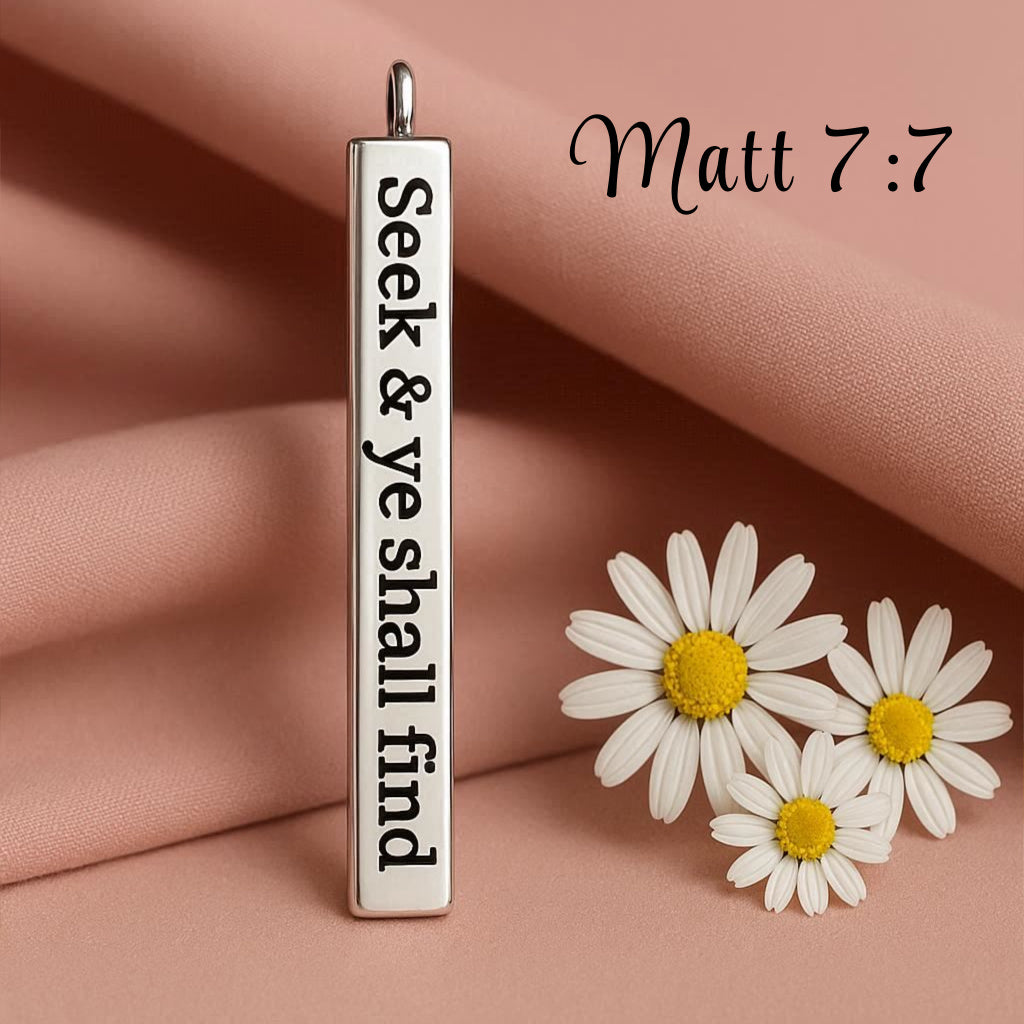 Matt 7:7 — Silver Necklace
