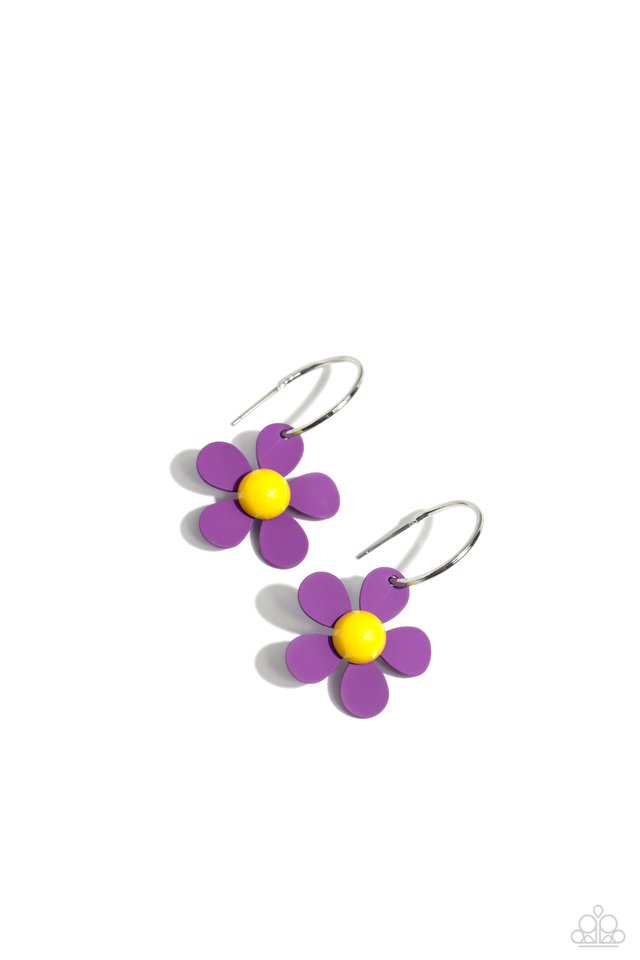 More FLOWER To You! - Purple ~ Paparazzi Hoop Earrings