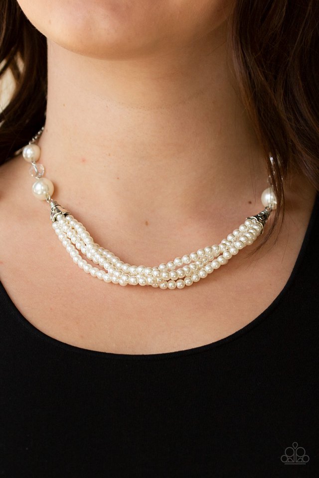 One-WOMAN Show - White  ~ Paparazzi Princess Length (18") Necklace