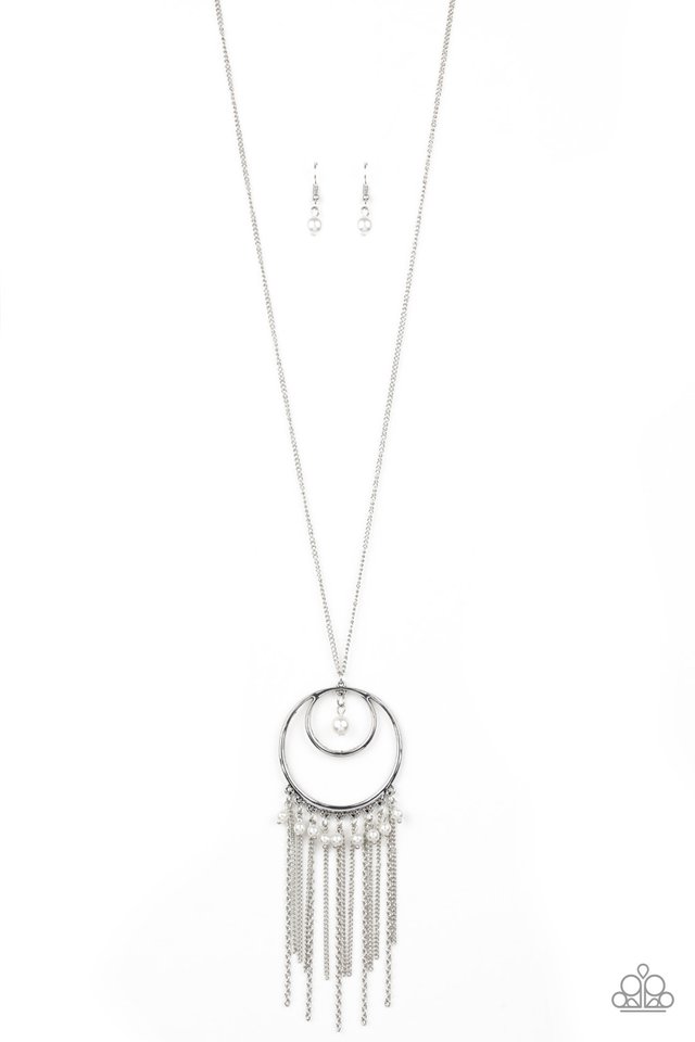 Out Of Bounds Shimmer - White  ~ Paparazzi Long/Opera Length (28-34") Necklace