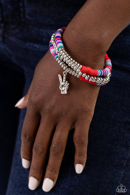 Peaceful Potential - Red  ~ Paparazzi Stretch Bracelet