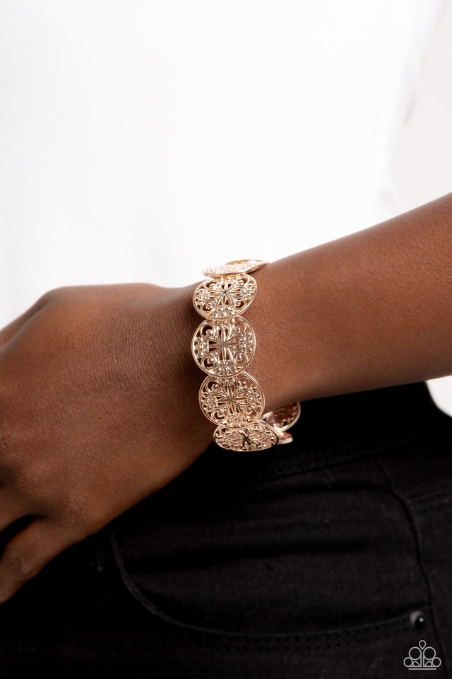 Portico Picnic - Rose Gold ~ Paparazzi Stretch Bracelet