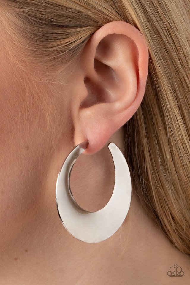 Power Curves - Silver ~ Paparazzi Hoop Earrings