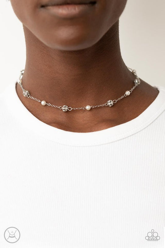 Rumored Romance -White  ~  Paparazzi Choker (14–16") Necklace
