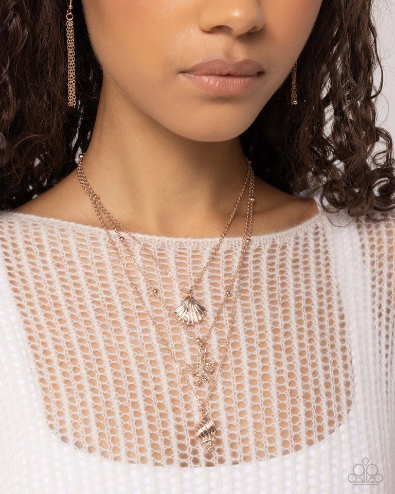 Seashell Sonata - Rose Gold ~ Paparazzi Necklace