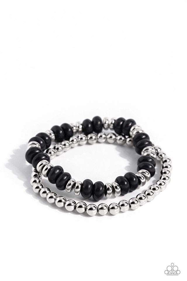 Secret Quarry - Black  ~ Paparazzi Stretch Bracelet