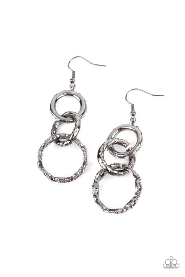 Shameless Shine — Gunmetal Interlocking Rings  Earrings