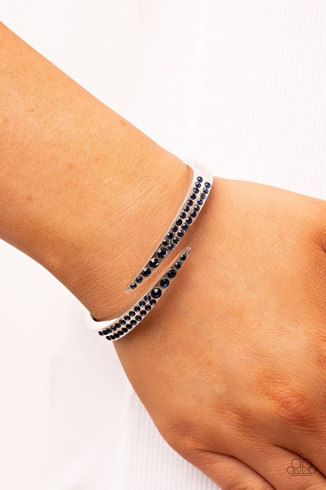 Sideswiping Shimmer - Blue ~ Paparazzi Hinged Bangle