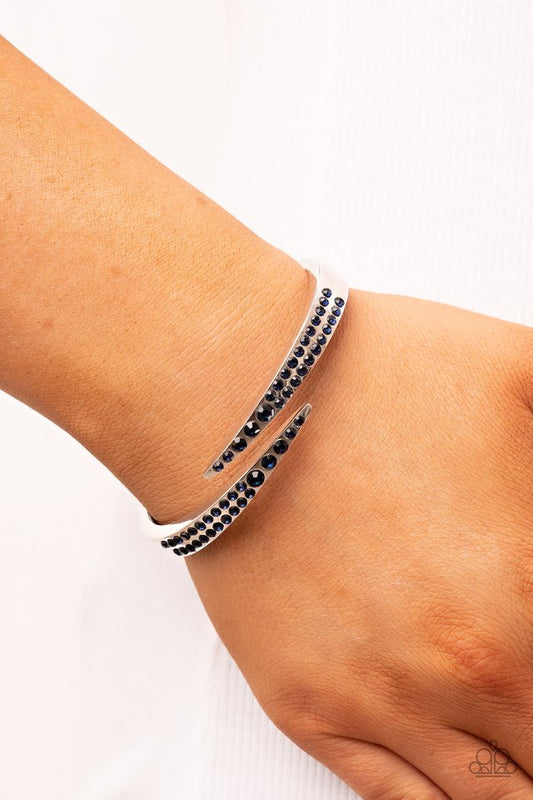 Sideswiping Shimmer - Blue ~ Paparazzi Hinged Bangle