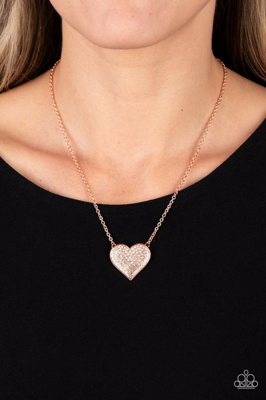 Spellbinding Sweetheart - Copper ~ Paparazzi Heart  Necklace