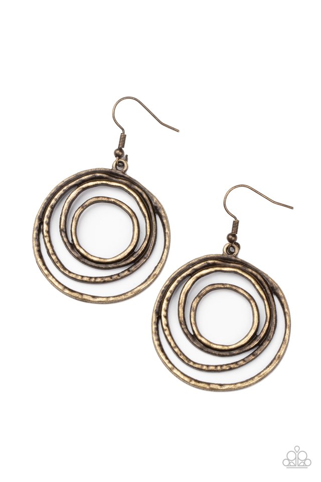 Spiraling Out of Control - Brass  Earrings