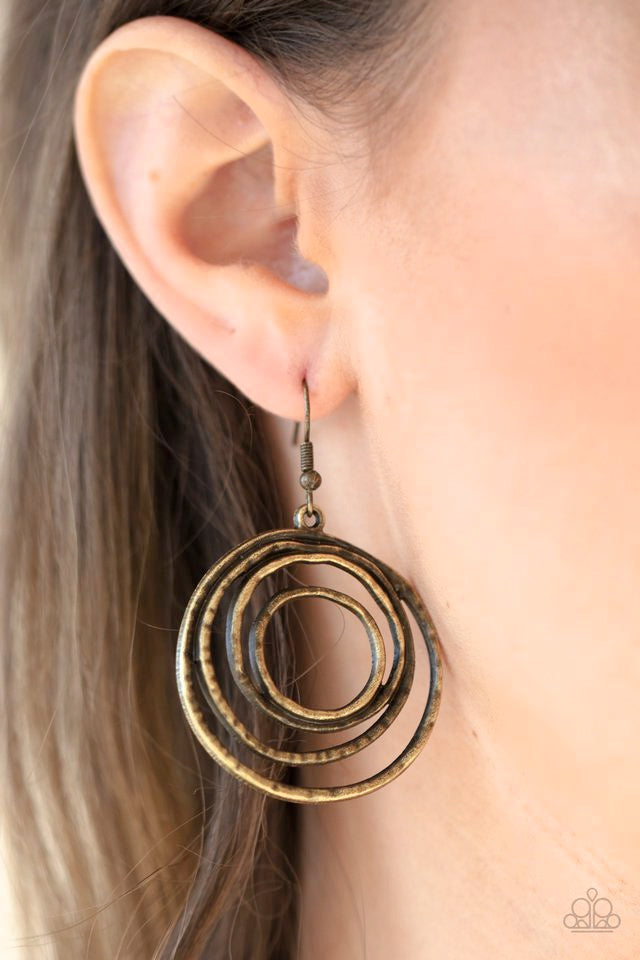 Spiraling Out of Control - Brass  Earrings