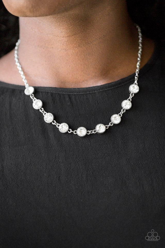 Starlit Socials - White  ~ Paparazzi Princess Length (18") Necklace