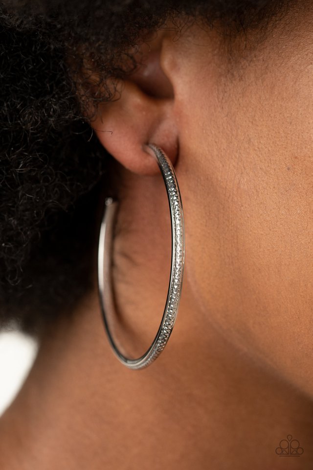 Sultry Shimmer - Silver  ~ Paparazzi Hoop Earrings