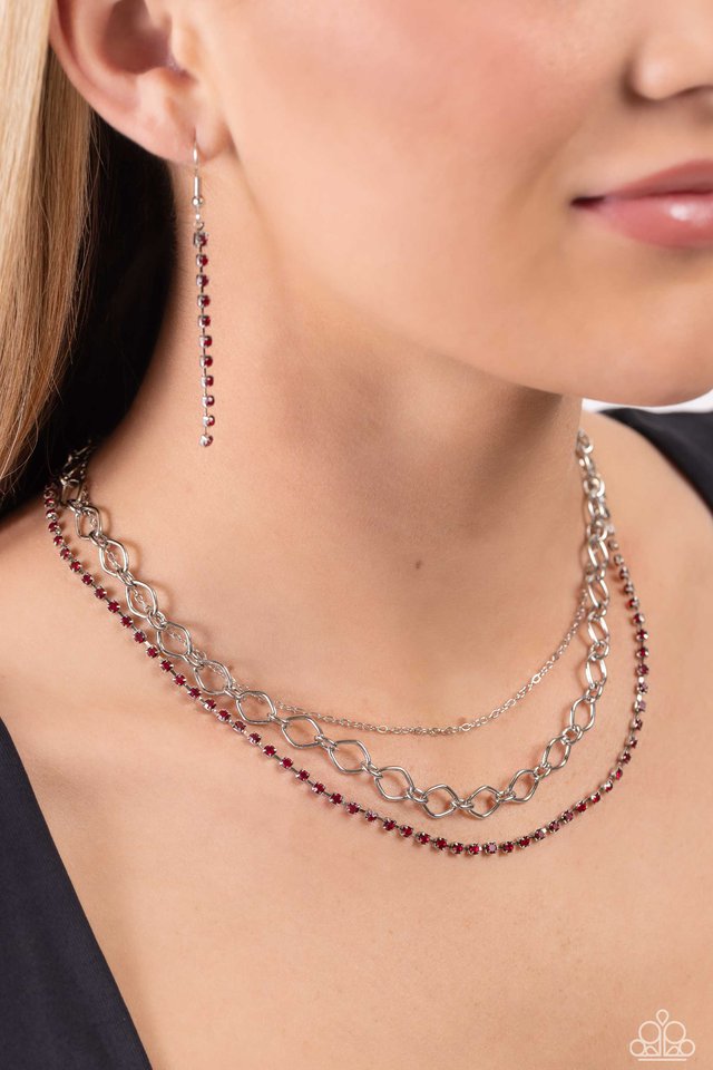 Tasteful Tiers - Red  Necklace