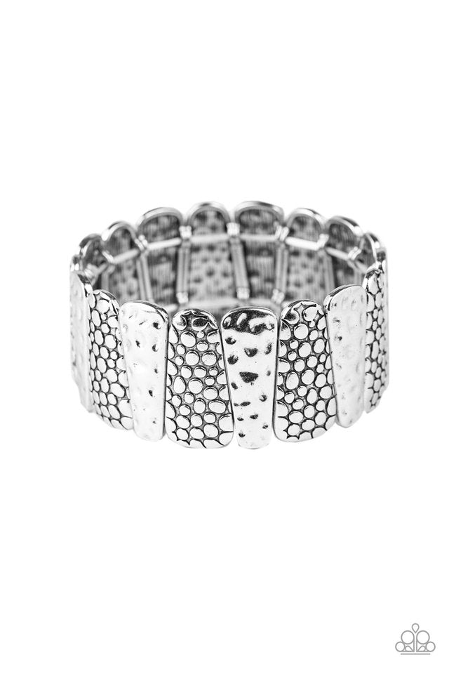 Texture Takedown - Silver ~ Paparazzi Stretch Bracelet