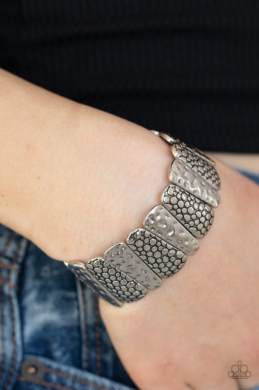 Texture Takedown - Silver ~ Paparazzi Stretch Bracelet