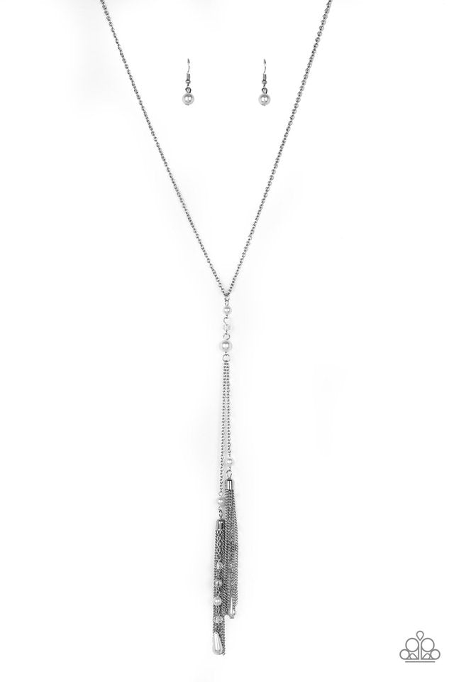 Timeless Tassels - White  ~ Paparazzi Long/Opera (28-34") Necklace