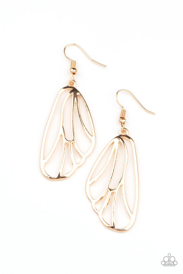 Turn Into A Butterfly — Gold Scalloped Wing Earrings