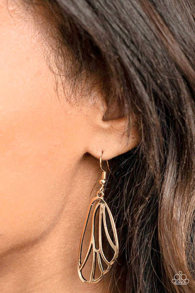 Turn Into A Butterfly — Gold Scalloped Wing Earrings