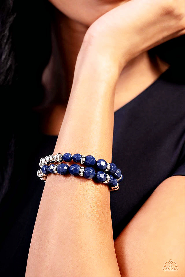 Two by Two Twinkle - Blue ~ Paparazzi Stretch Bracelet