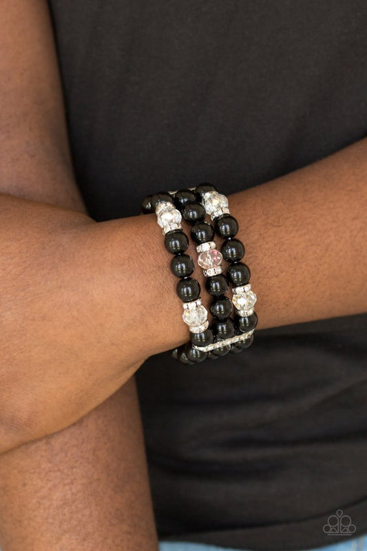 Undeniably Dapper - Black  ~  Paparazzi Stretch Bracelet