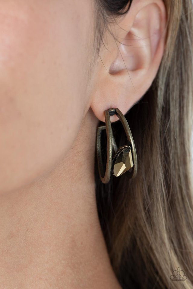 Unrefined Reverie - Brass ~ Paparazzi Hoop Earrings