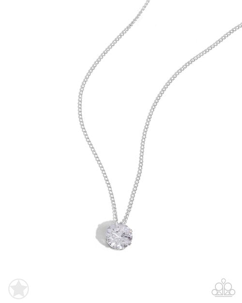 What A Gem - White  ~ Paparazzi  Princess Length (18") Necklace