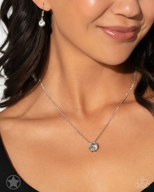 What A Gem - White  ~ Paparazzi  Princess Length (18") Necklace