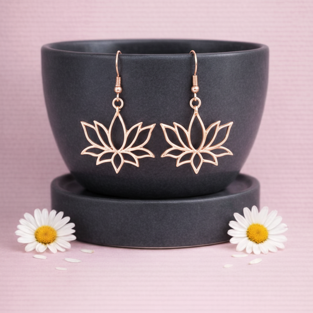 Lotus Ponds - Rose Gold  Earrings